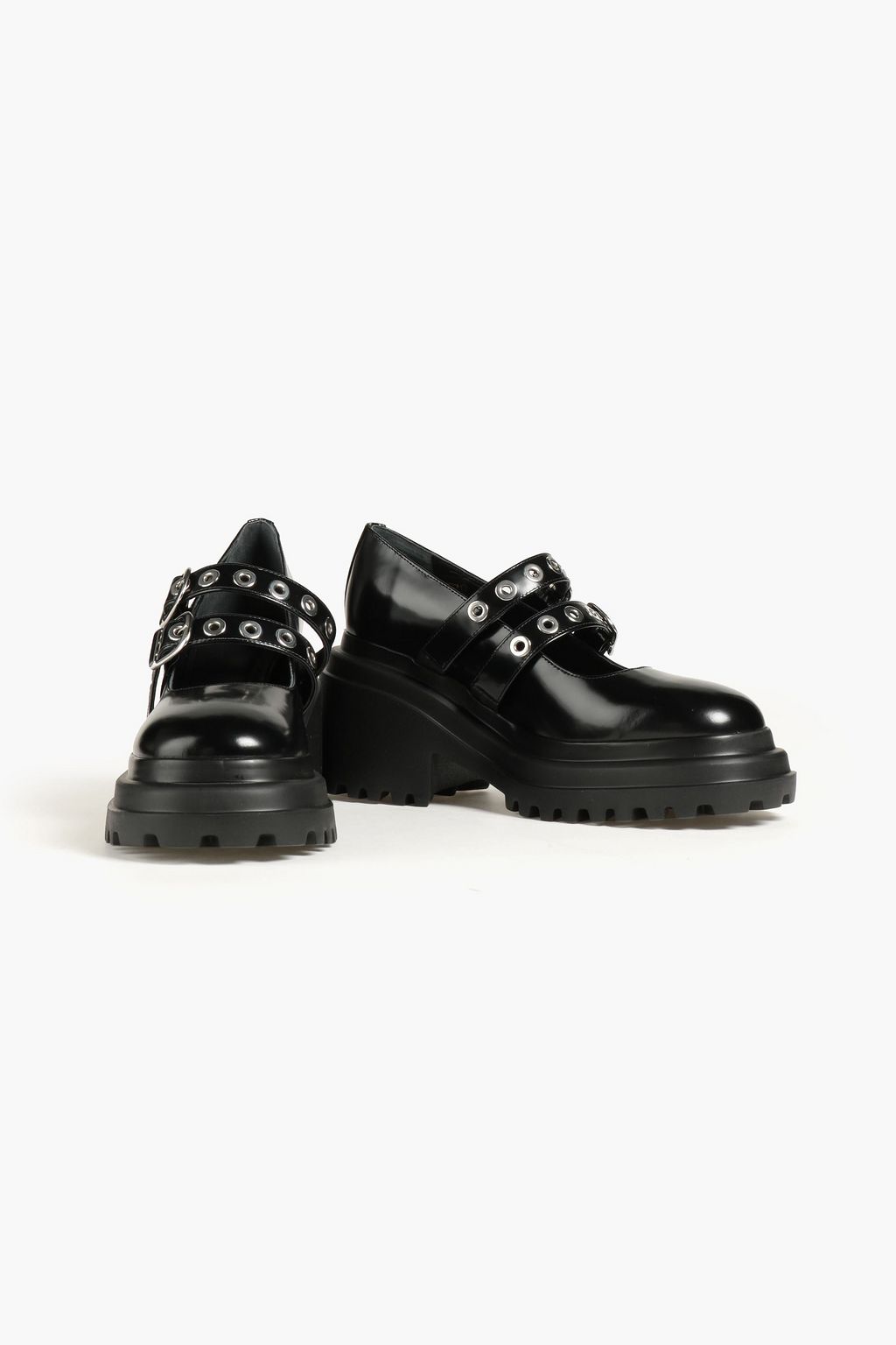 MAJE Eyelet-embellished leather Mary Jane pumps