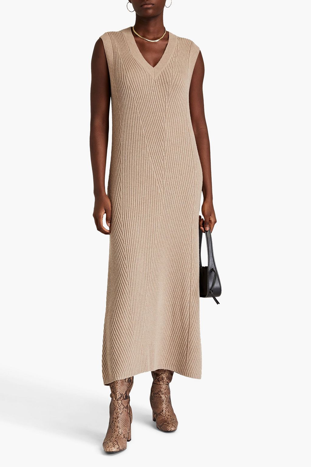 JOSEPH Stitch ribbed cotton, wool and cashmere-blend maxi dress