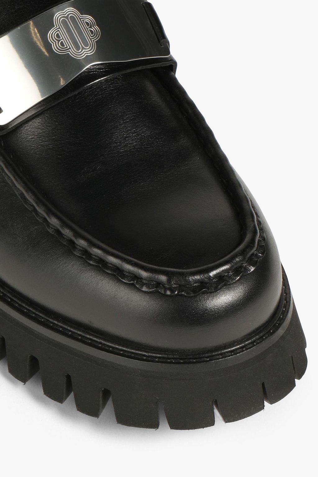 MAJE Embellished leather platform loafers