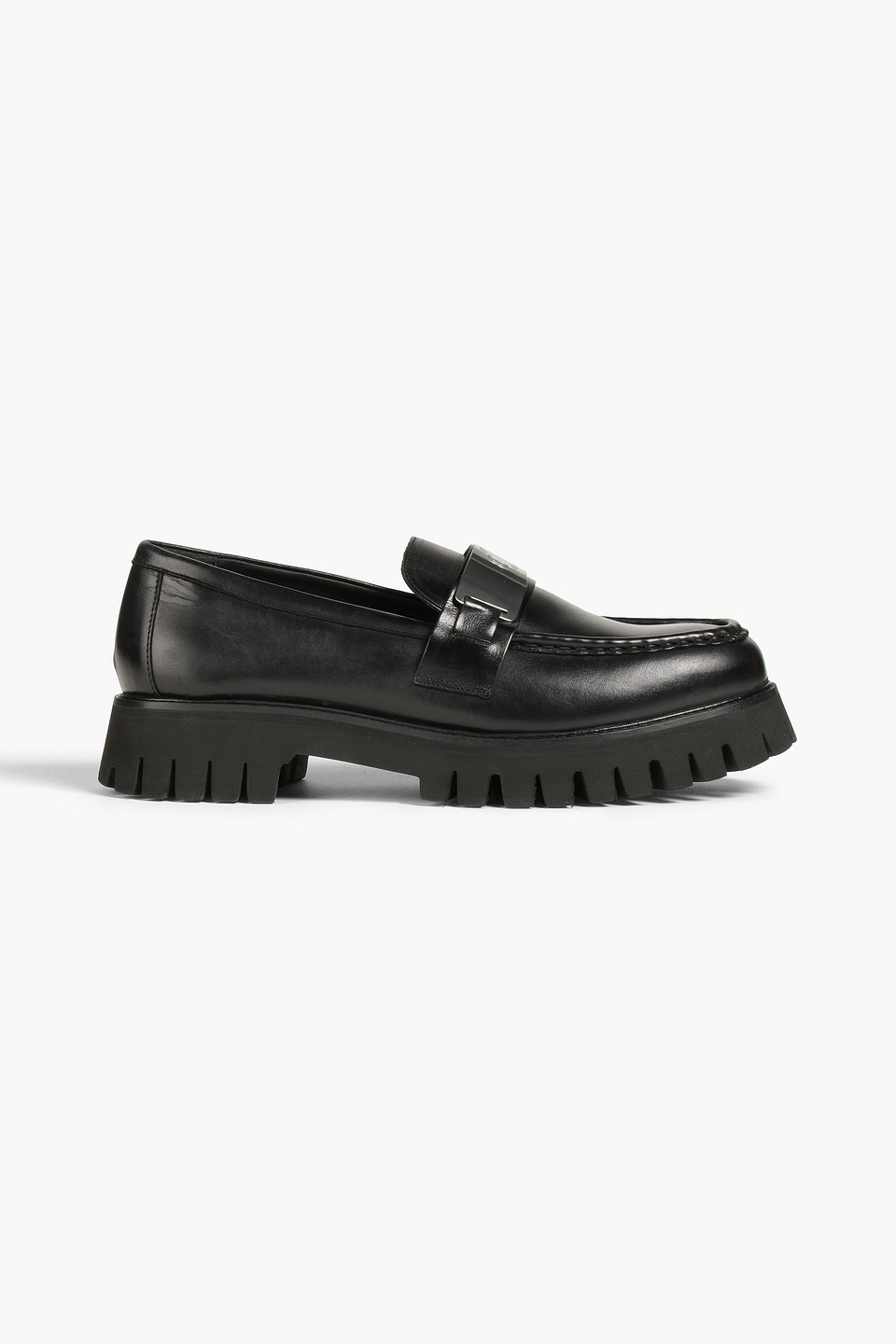 Maje Embellished Leather Platform Loafers In Black