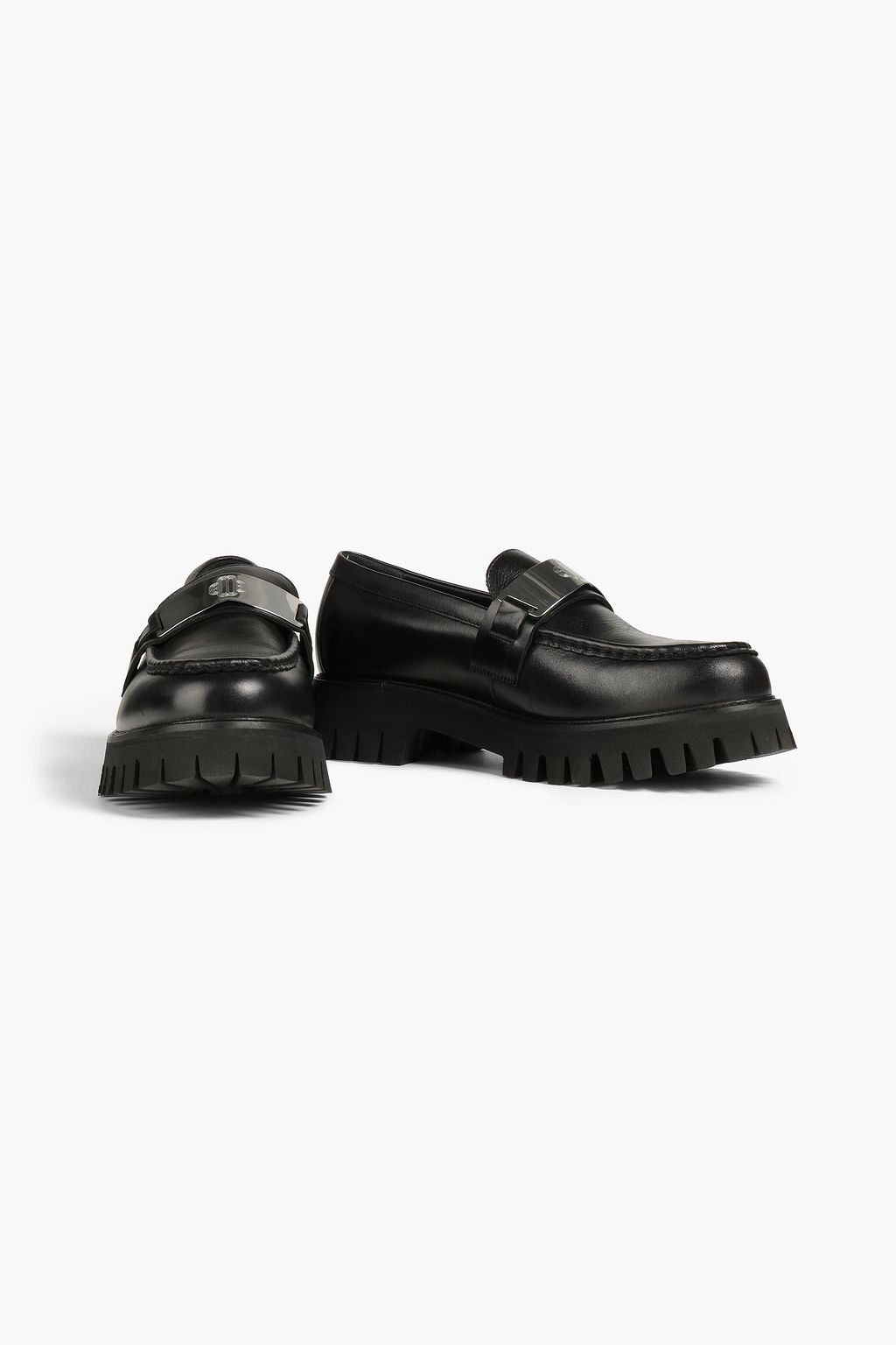 MAJE Embellished leather platform loafers