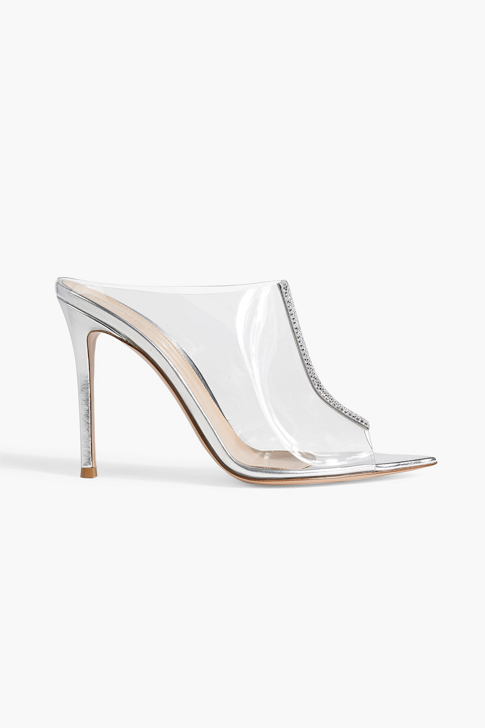 Shop Gianvito Rossi Sigma 105 Crystal-embellished Pvc Mules In Silver