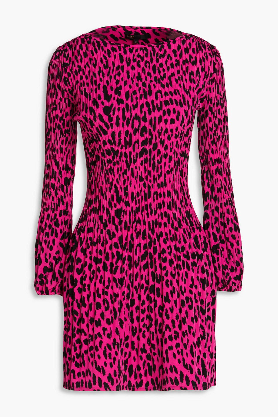 Maje Leopard-print Woven Mini Dress In Fuchsia
