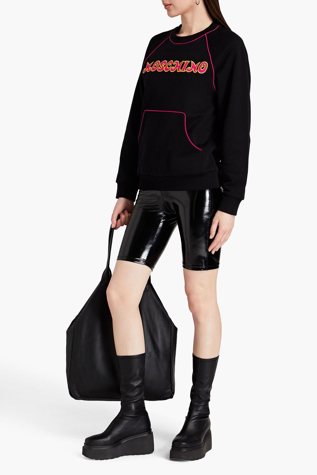 MOSCHINO Embroidered French cotton-terry sweatshirt