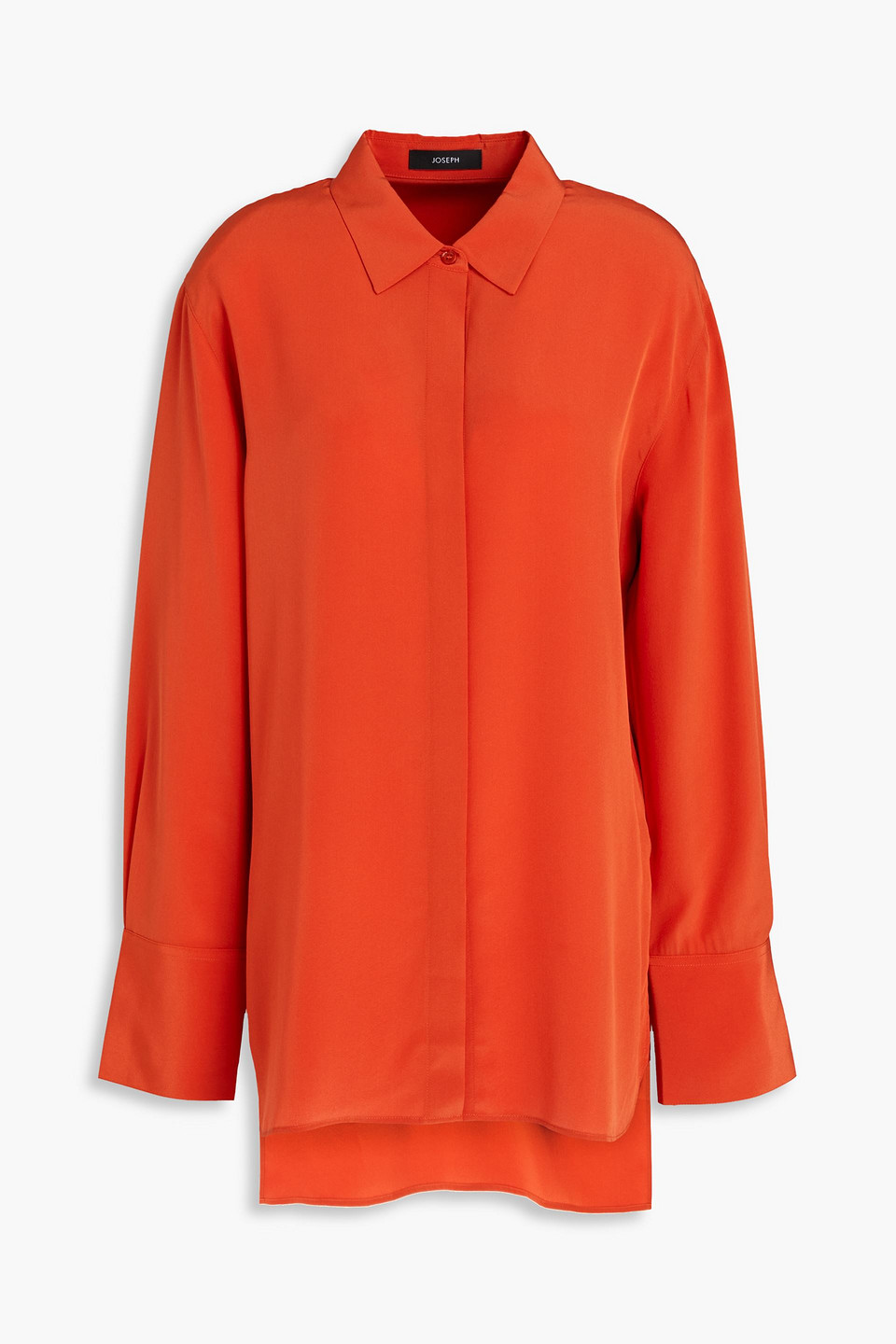 Joseph Bold Silk Crepe De Chine Shirt In Papaya