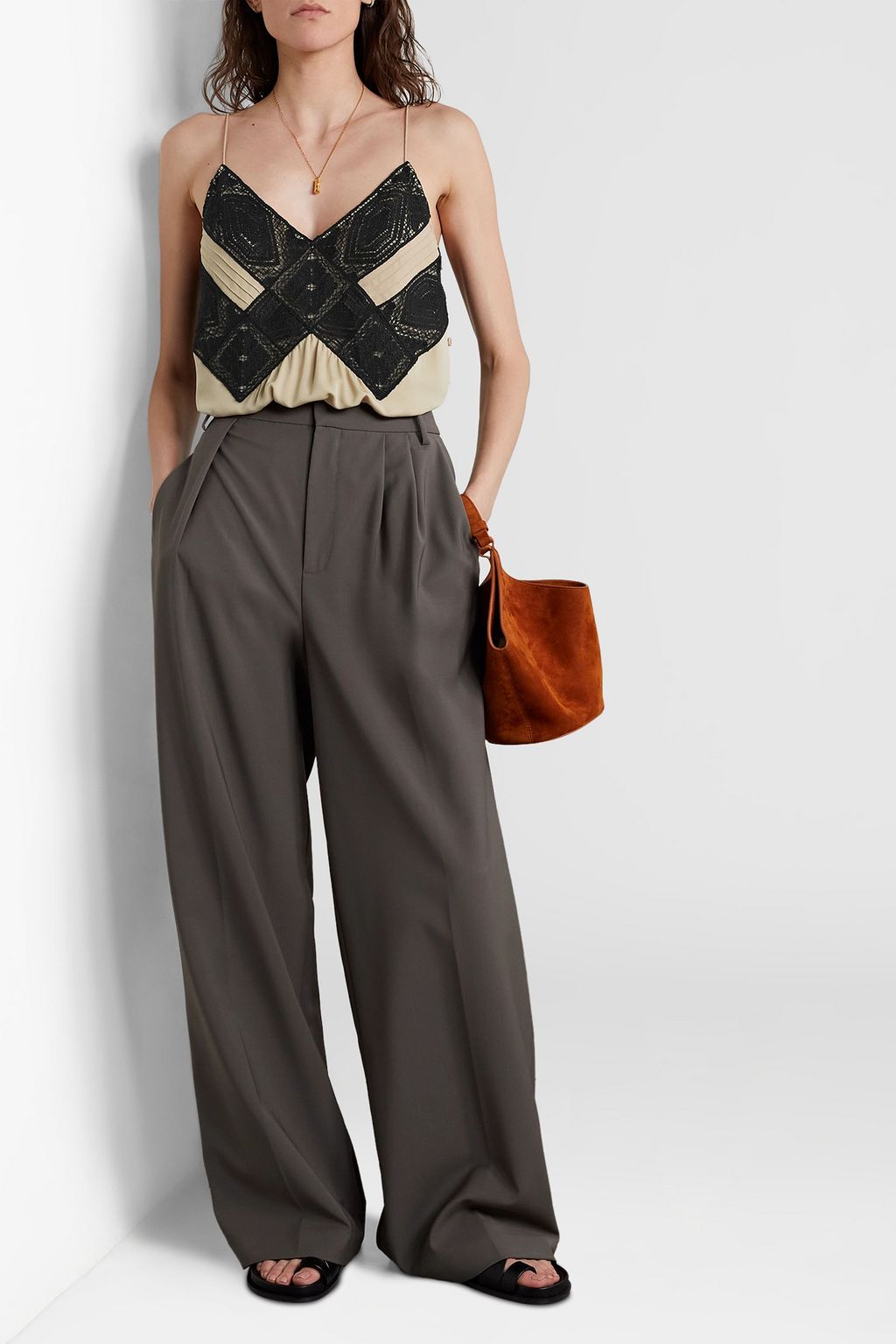 LAFAYETTE 148 Boheme lace-trimmed silk-georgette camisole