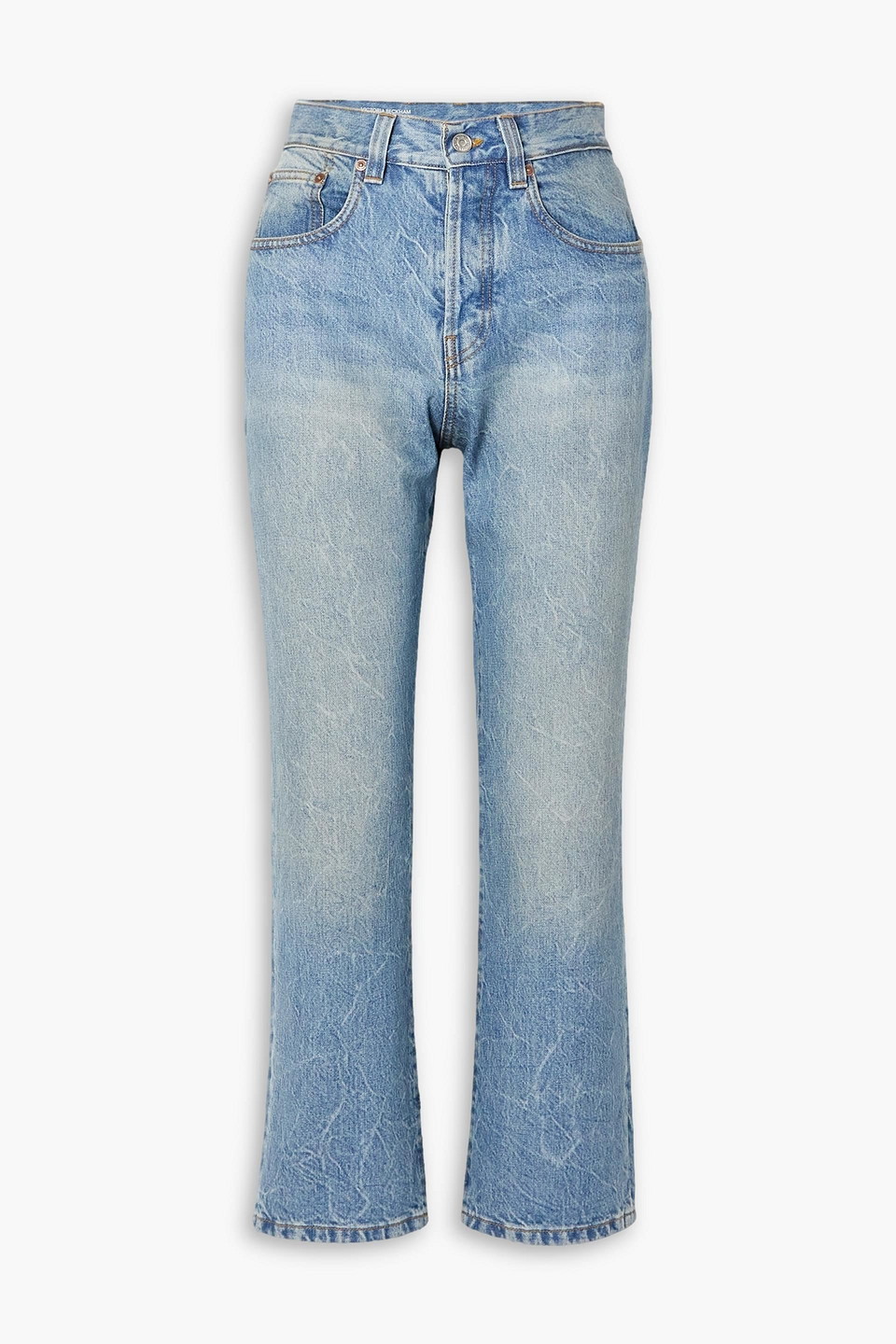 Victoria Beckham Victoria Cropped Mid-rise Straight-leg Jeans In Mid Denim