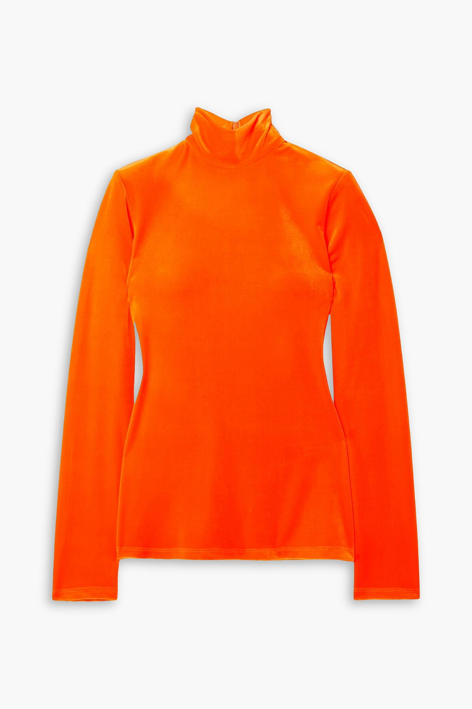 Victoria Beckham Stretch-velvet Turtleneck Top In Bright Orange