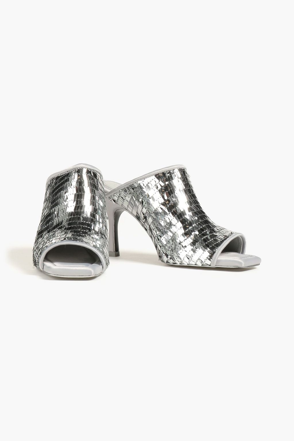 STINE GOYA Naemi metallic sequined satin mules THE