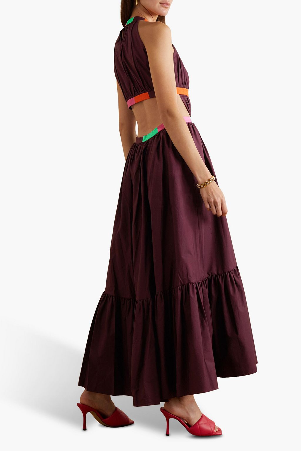 ROKSANDA Niesha cutout tiered cotton-poplin midi dress