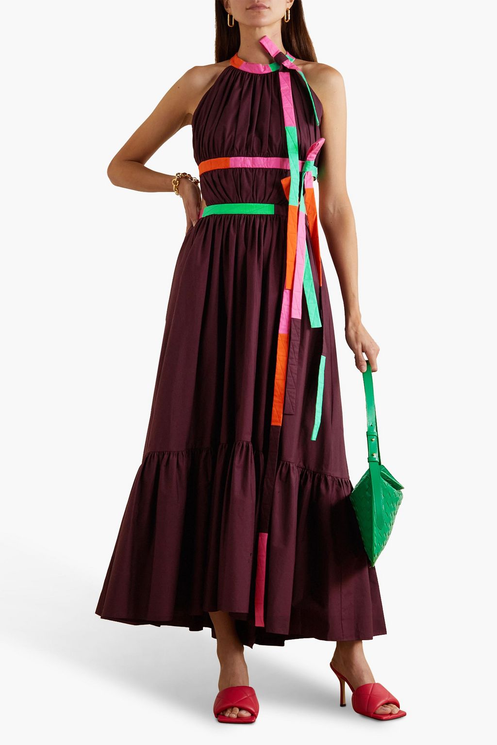 ROKSANDA Niesha cutout tiered cotton-poplin midi dress