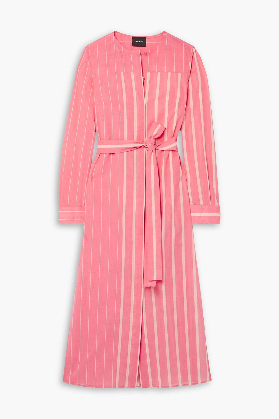 Akris Striped Cotton-voile Midi Shirt Dress In Bubblegum