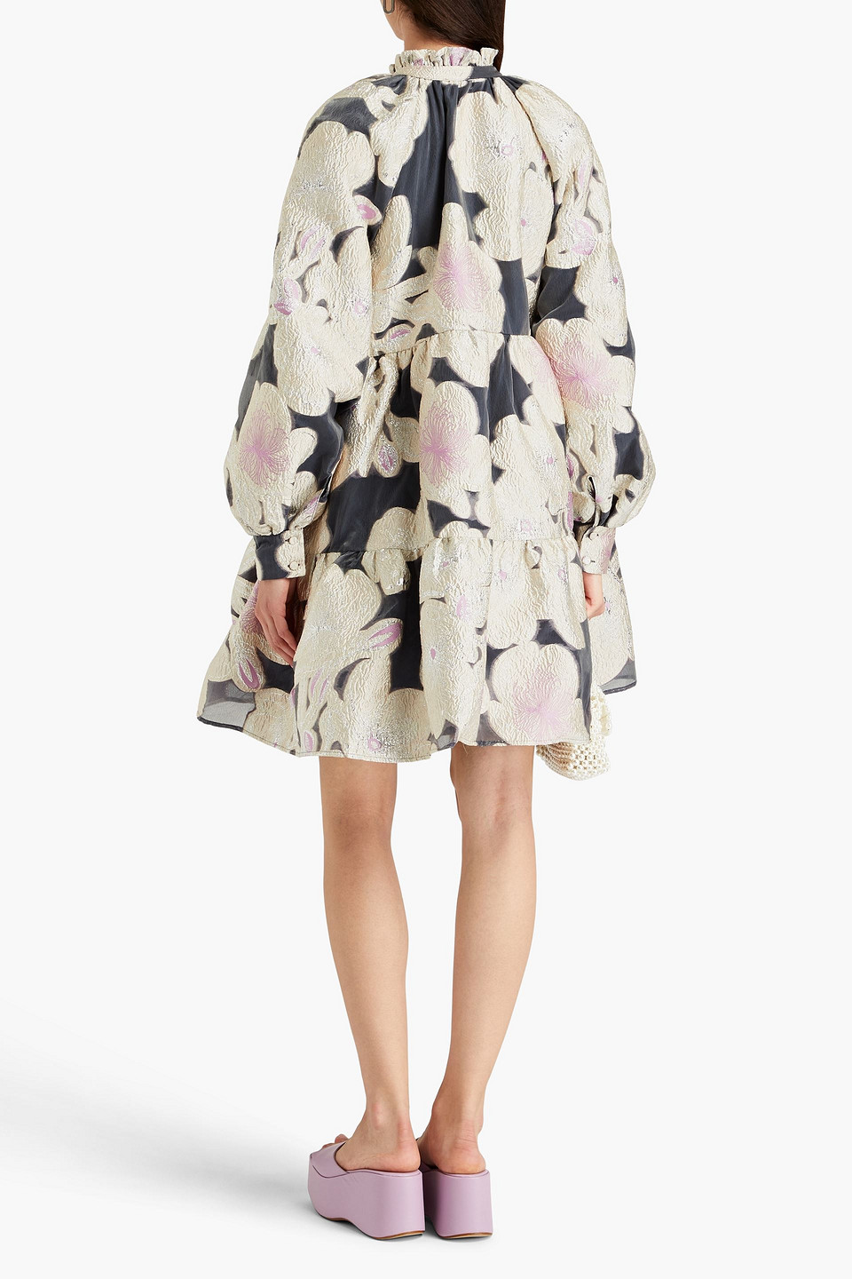 STINE GOYA JASMINE GATHERED BROCADE MINI DRESS
