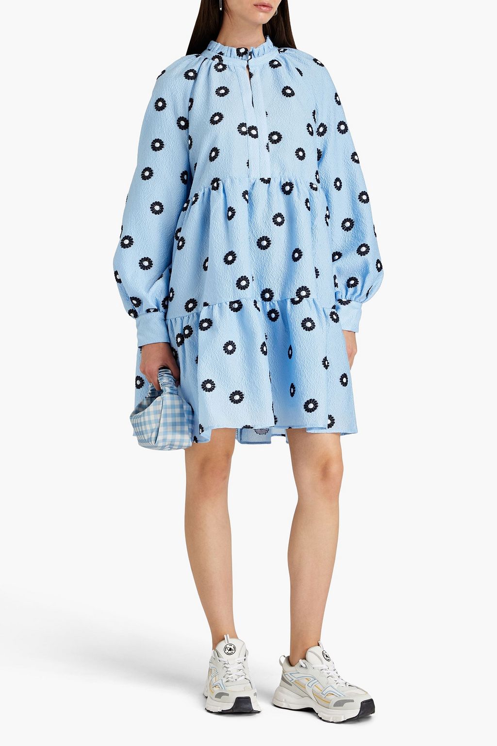 STINE GOYA Gathered jacquard mini dress