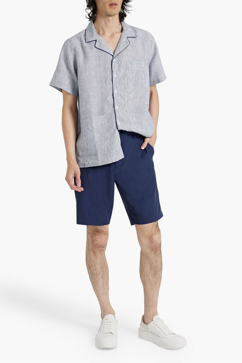 ONIA Striped linen-blend shirt