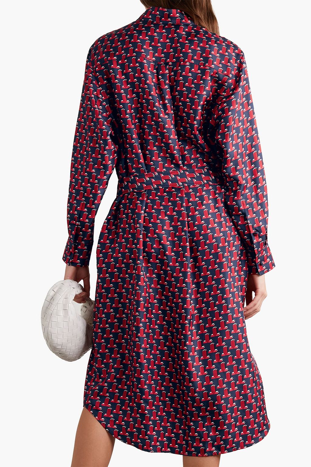 LANVIN Embellished printed silk-twill midi shirt dress