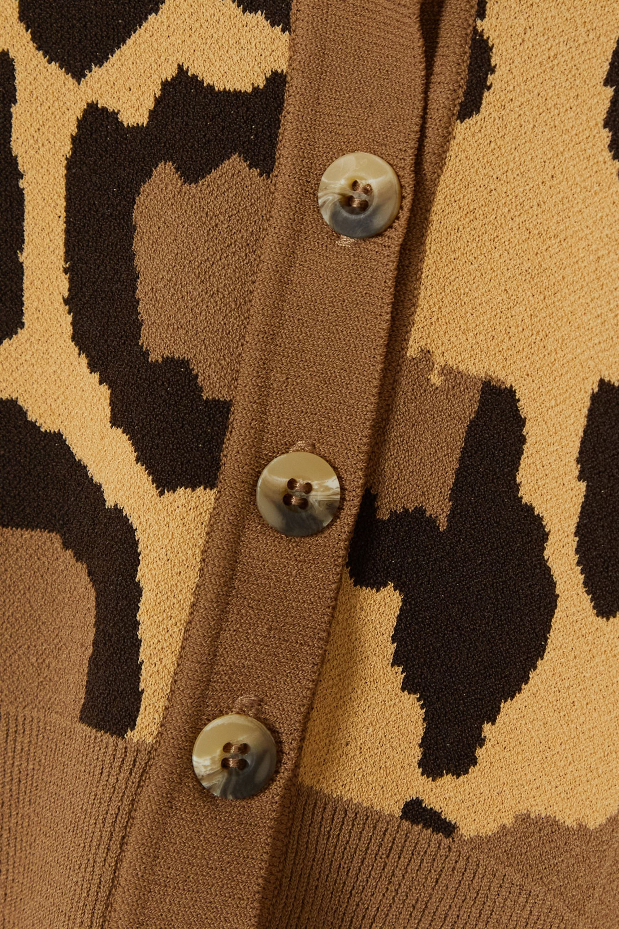 Sergio Hudson Cropped leopard jacquard-knit cardigan thumbnail