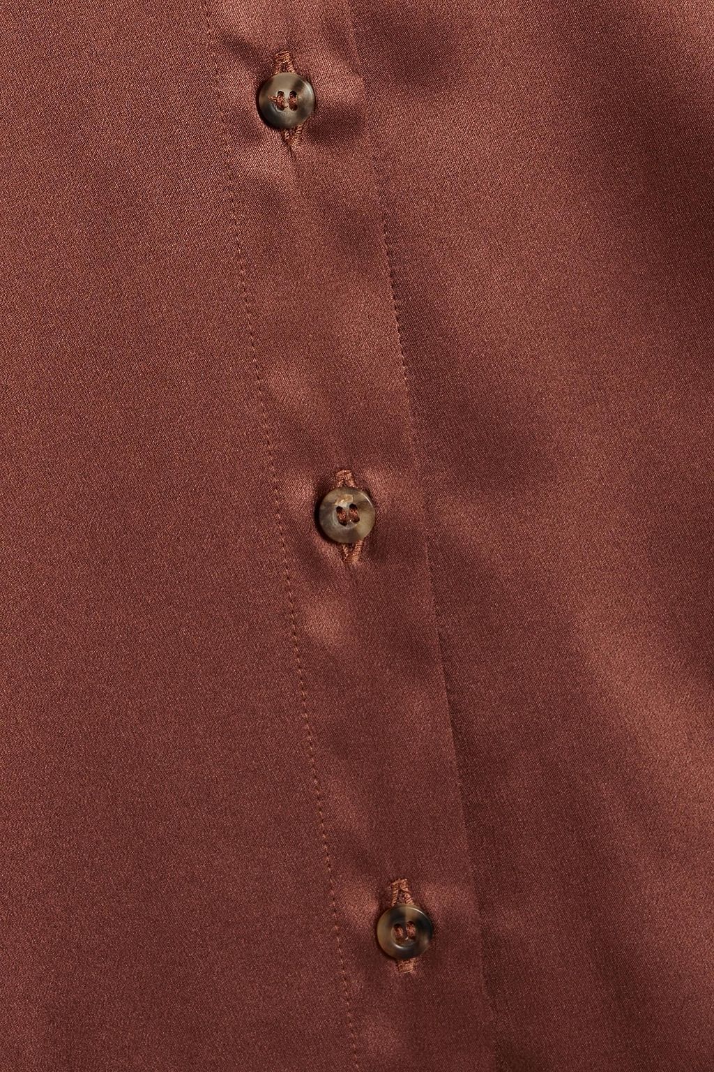 BRUNELLO CUCINELLI Oversized bead-embellished stretch-silk satin shirt