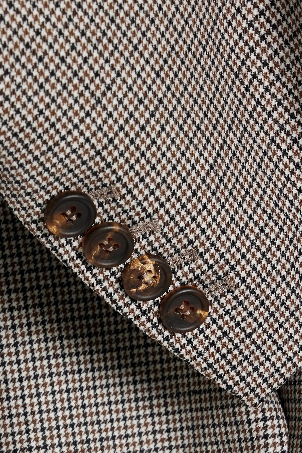BRUNELLO CUCINELLI CROPPED BEAD-EMBELLISHED HOUNDSTOOTH WOOL-BLEND TWEED BLAZER