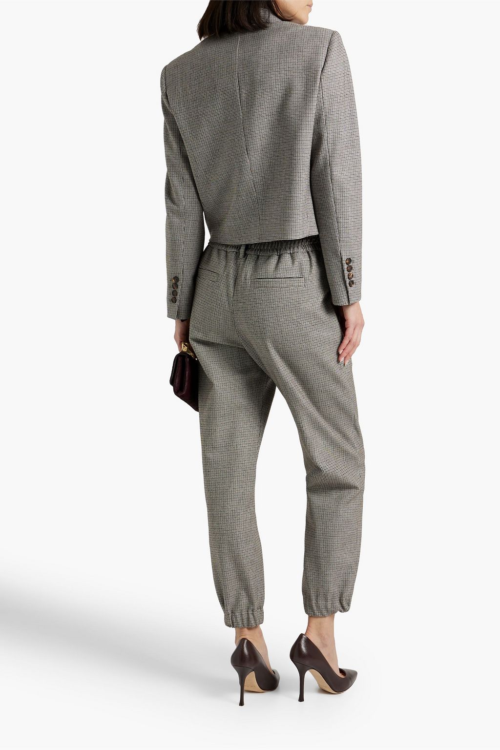 BRUNELLO CUCINELLI Cropped bead-embellished houndstooth wool