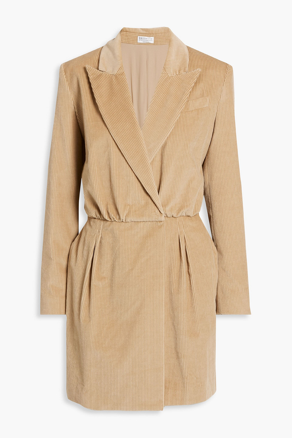 Brunello Cucinelli Playsuit Aus Cord Aus Einer Baumwoll-kaschmirmischung Mit Wickeleffekt In Camel