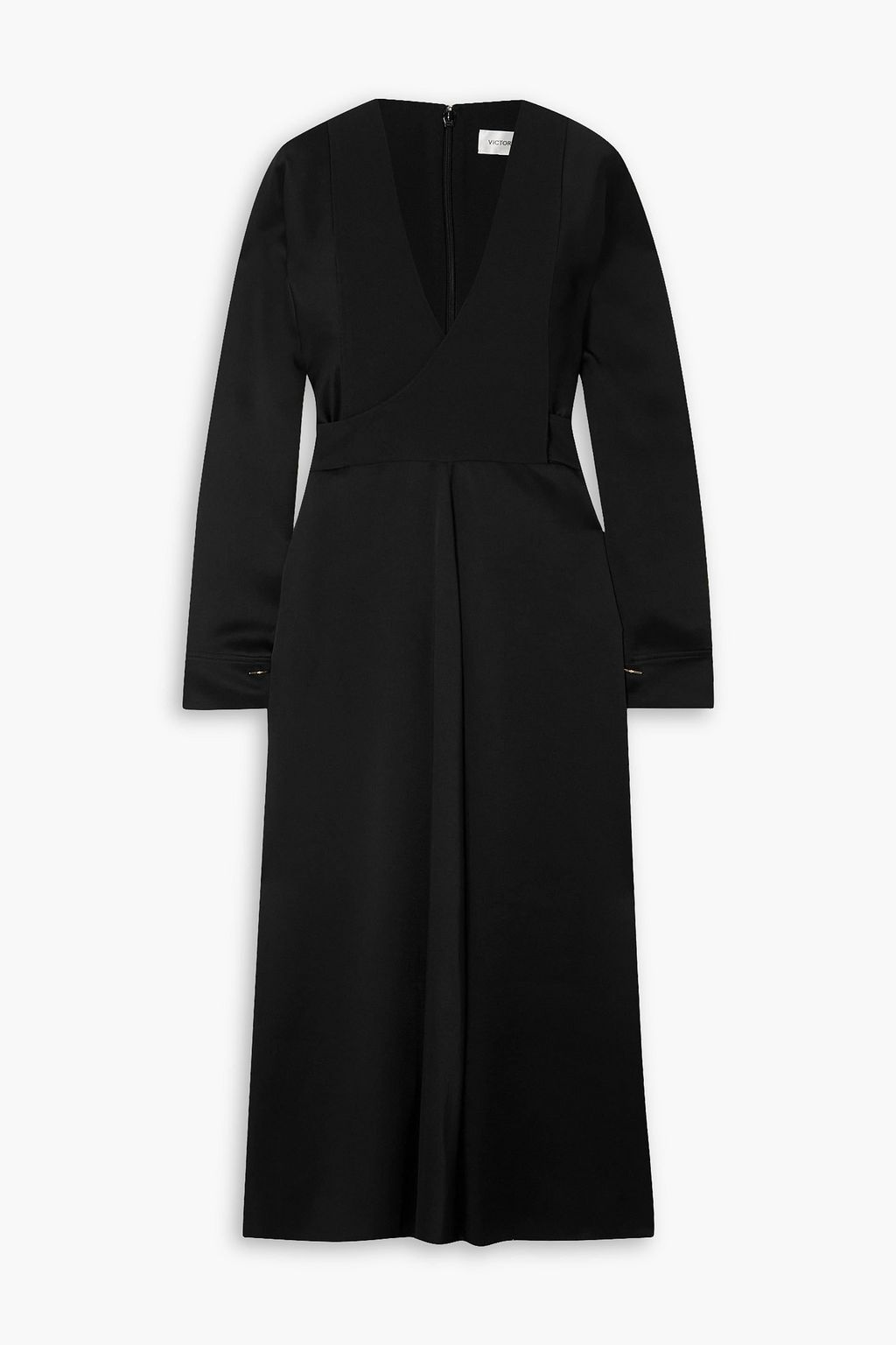 VICTORIA BECKHAM Pleated satin-crepe midi wrap dress | THE OUTNET