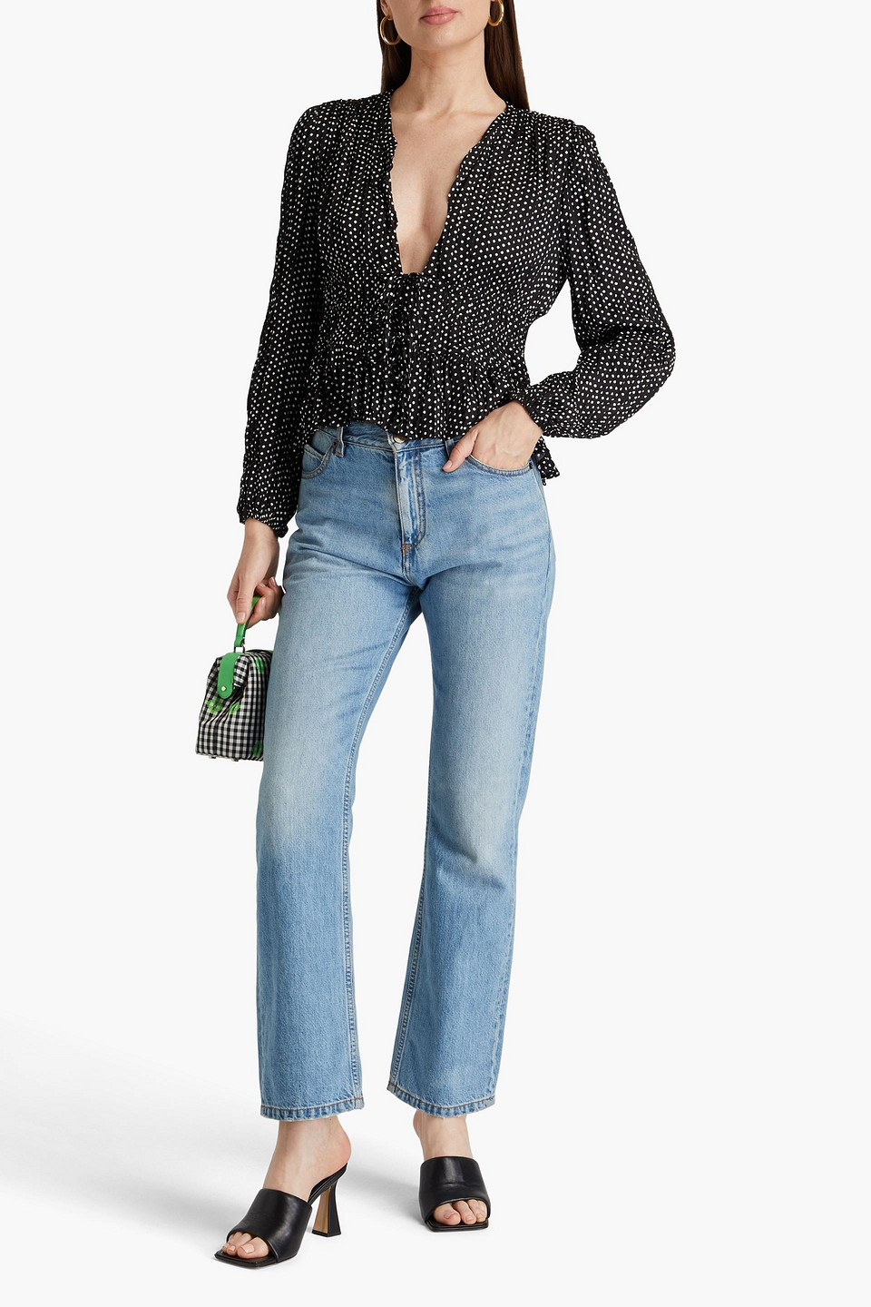 MAJE POLKA-DOT CREPE BLOUSE 