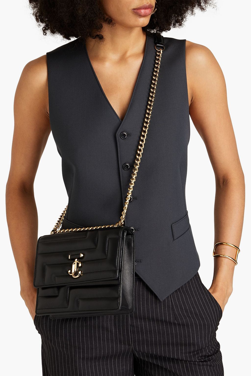 JIMMY CHOO Quilted leather shoulder bag THE
