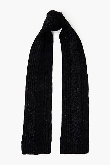 Shop Louis Vuitton Silk Plain Shearling Logo Knit & Fur Scarves