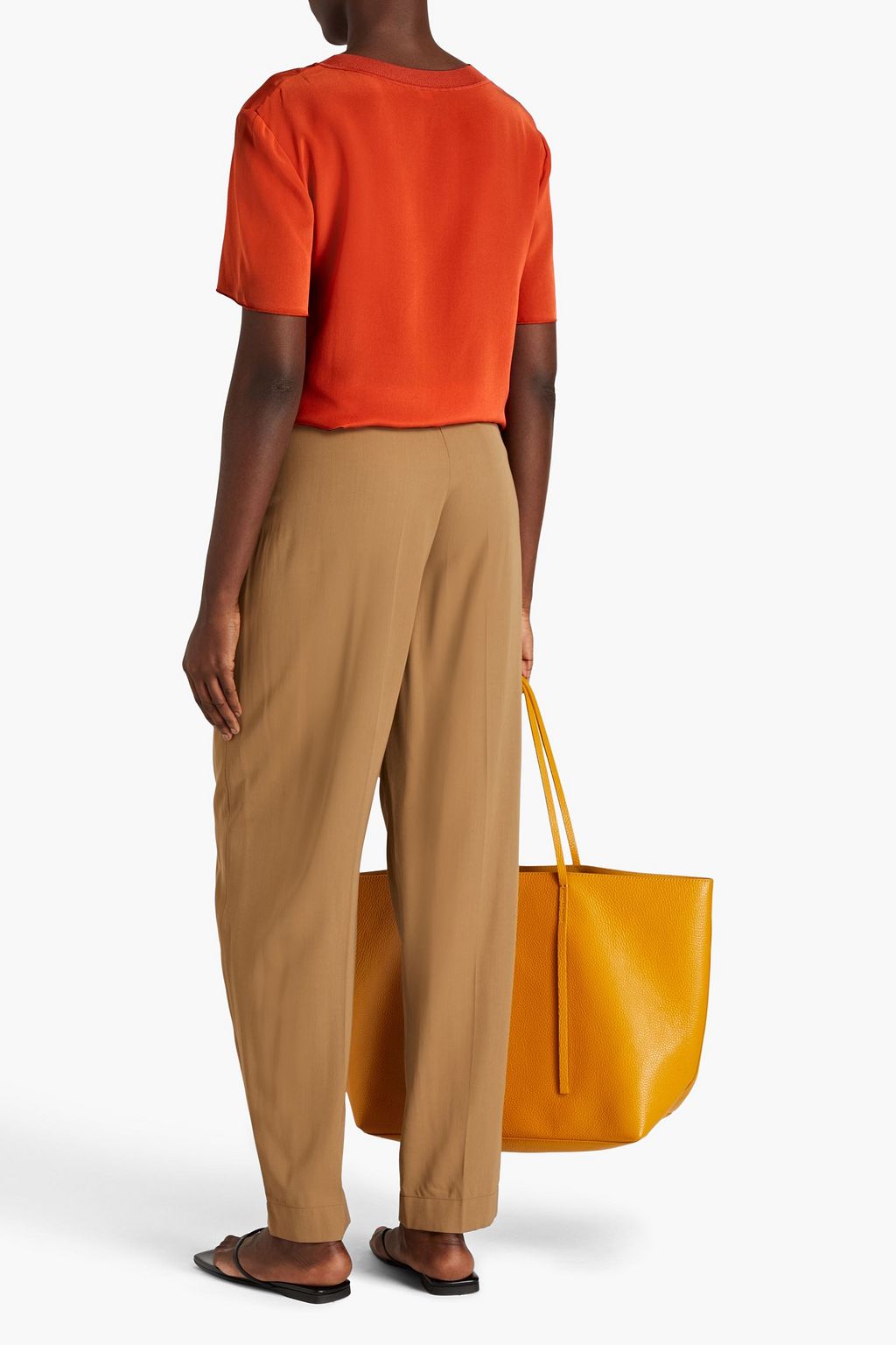 JOSEPH Drew belted pleated twill tapered pants