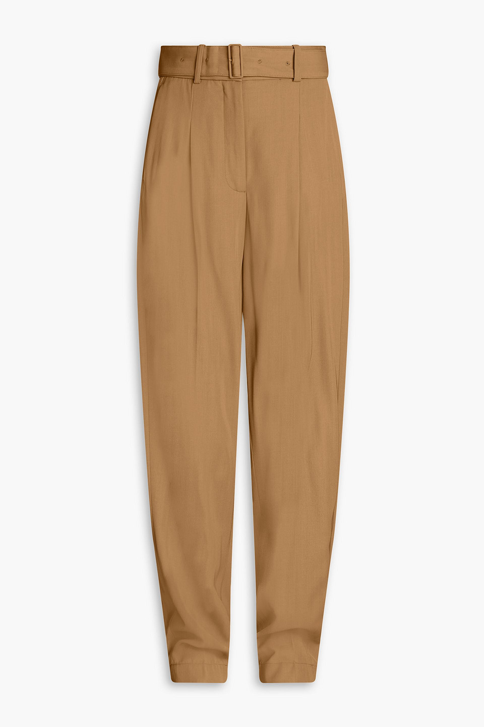 Shop Joseph Drew Belted Pleated Twill Tapered Pants In Sand