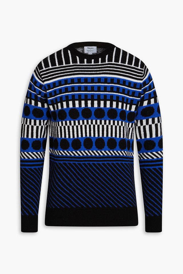 Jacquard-knit wool sweater