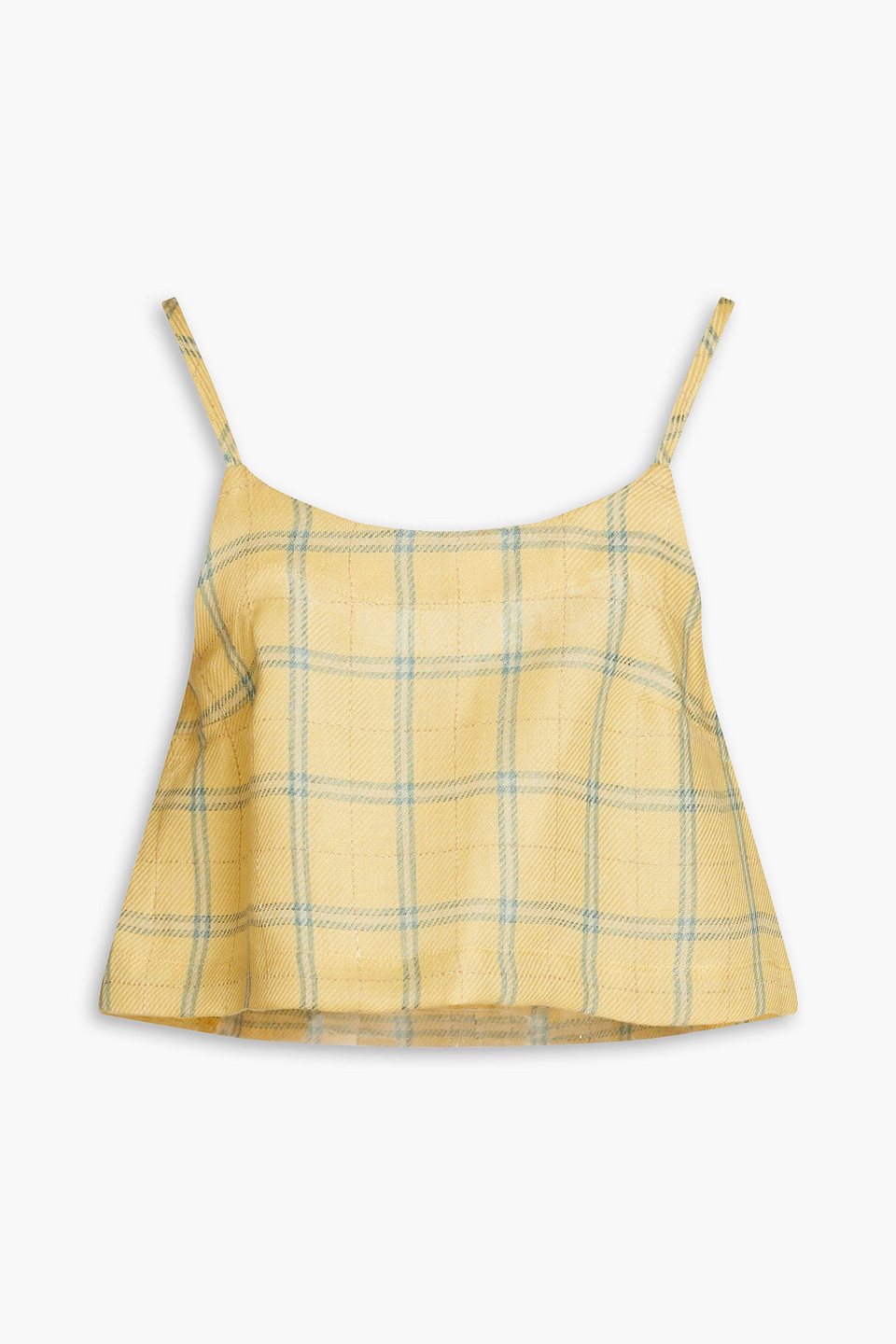 Cropped checked linen camisole