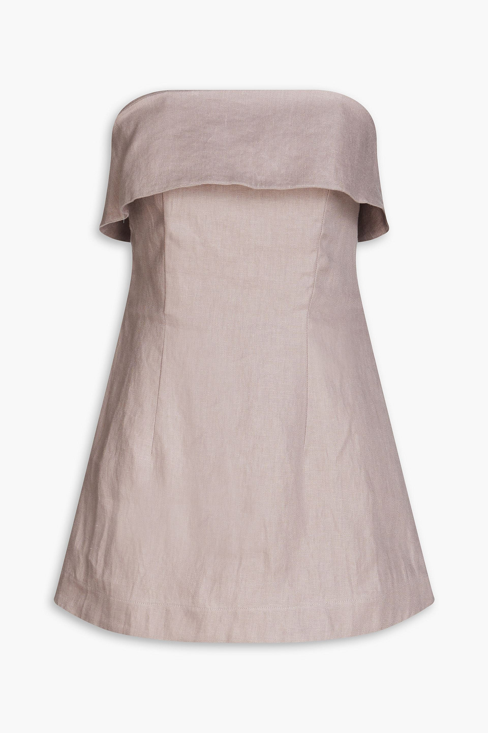 Bondi Born Elba Strapless Draped Linen-twill Mini Dress In Lilac