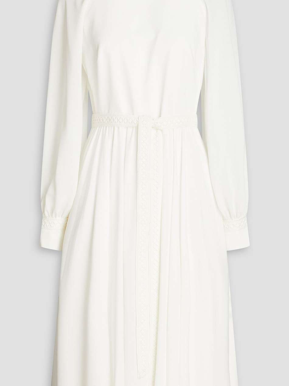 gathered crepe de chine midi dress