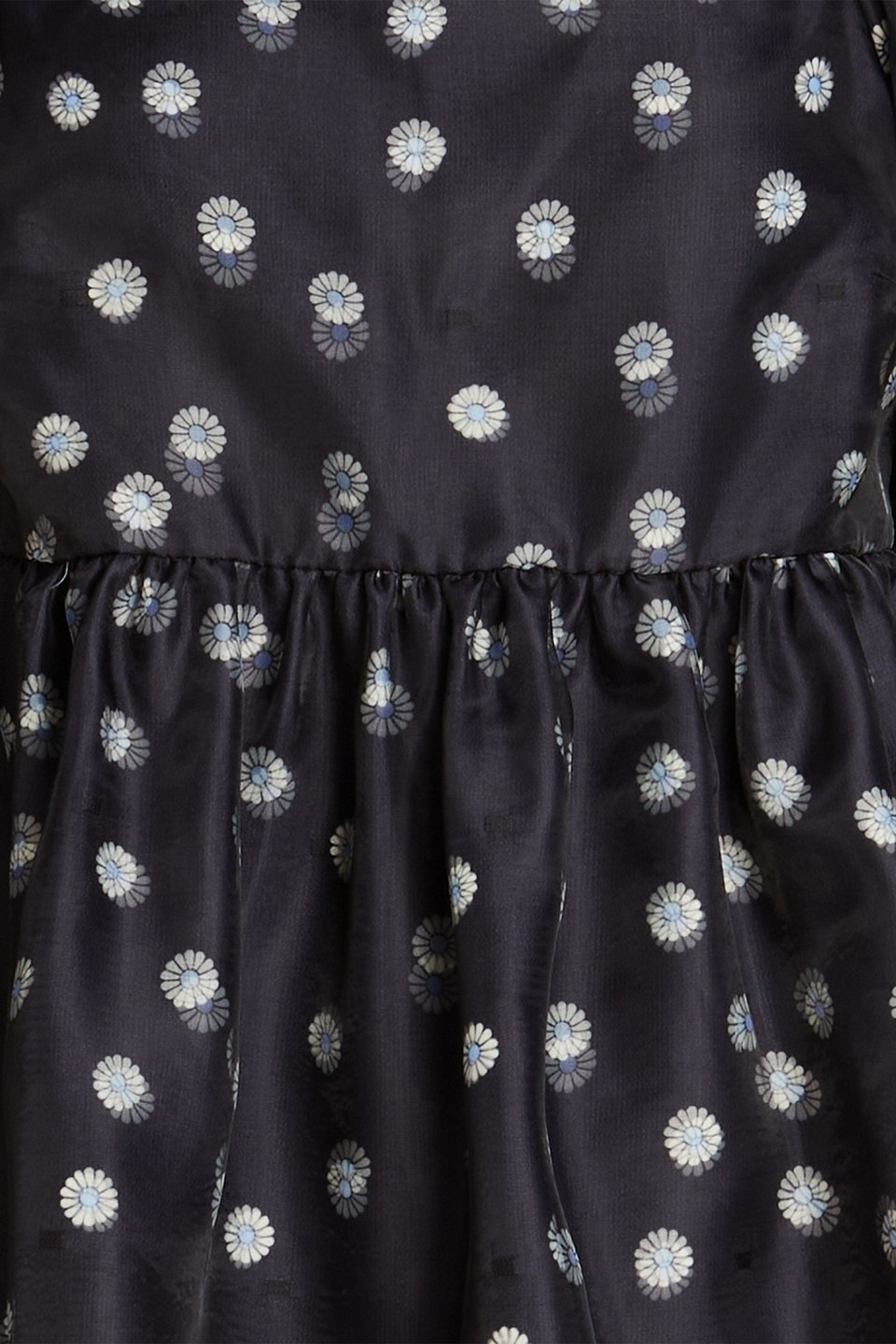 Stine Goya Kinsley Gathered Floral-print Organza Top In Midnight Blue