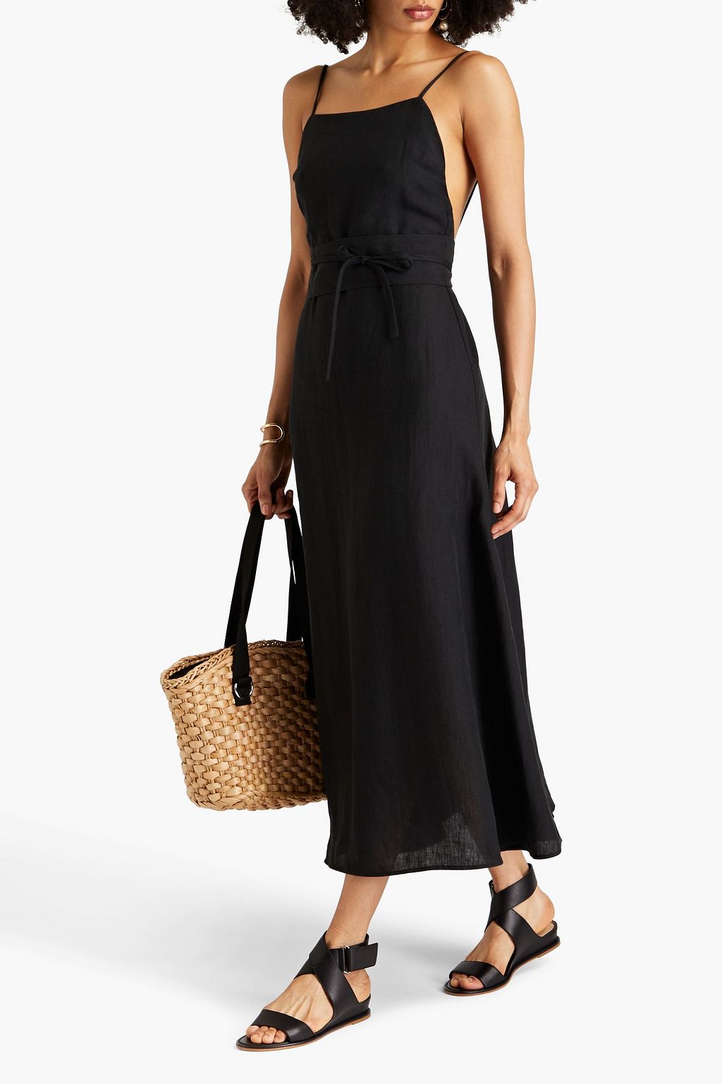 BONDI BORN Marseille linen-blend midi dress | THE OUTNET