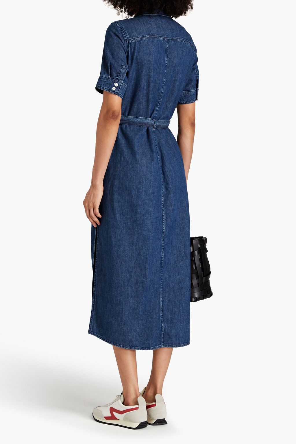 FRAME Belted denim midi shirt dress