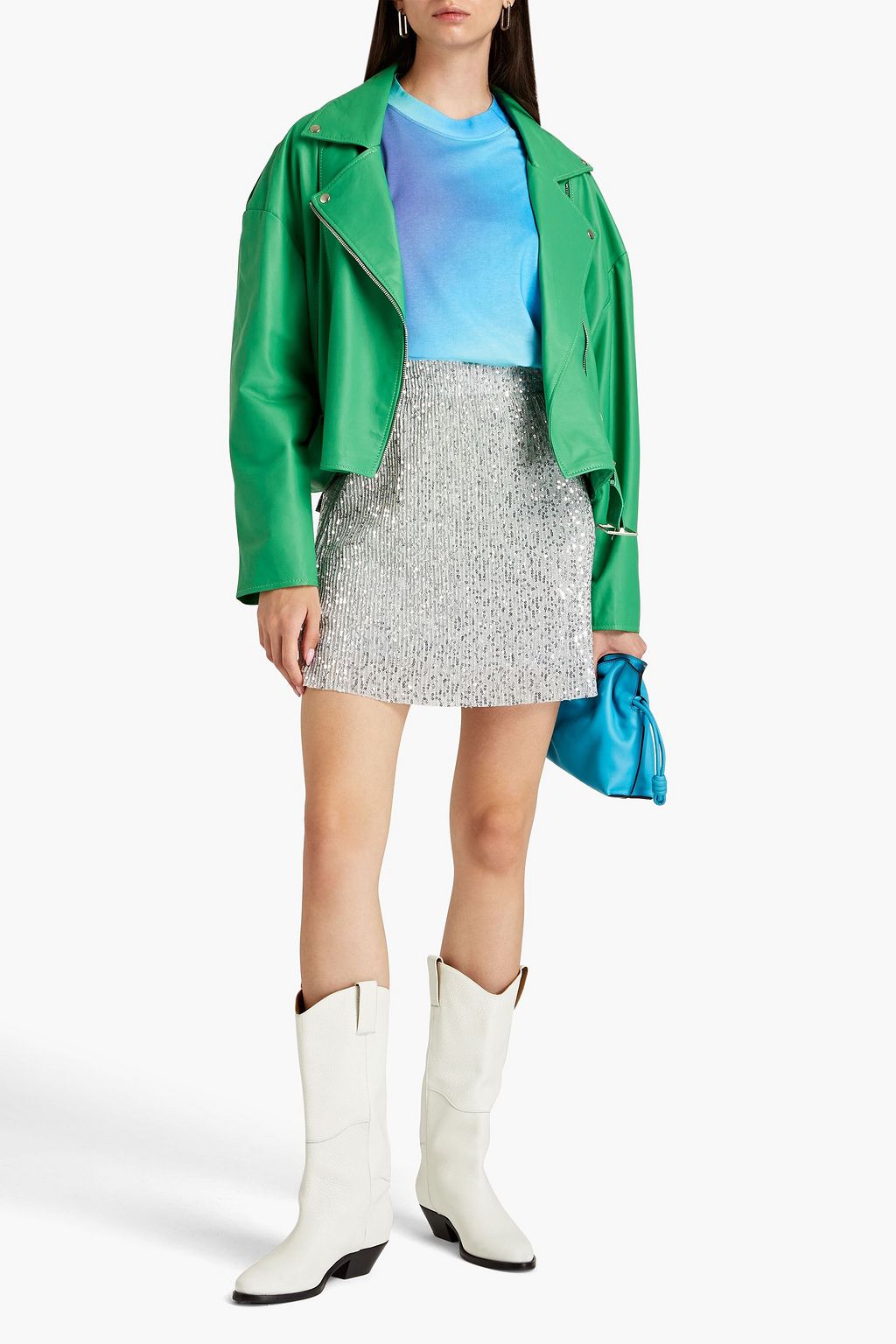 STINE GOYA Floretta sequin-embellished knitted mini skirt