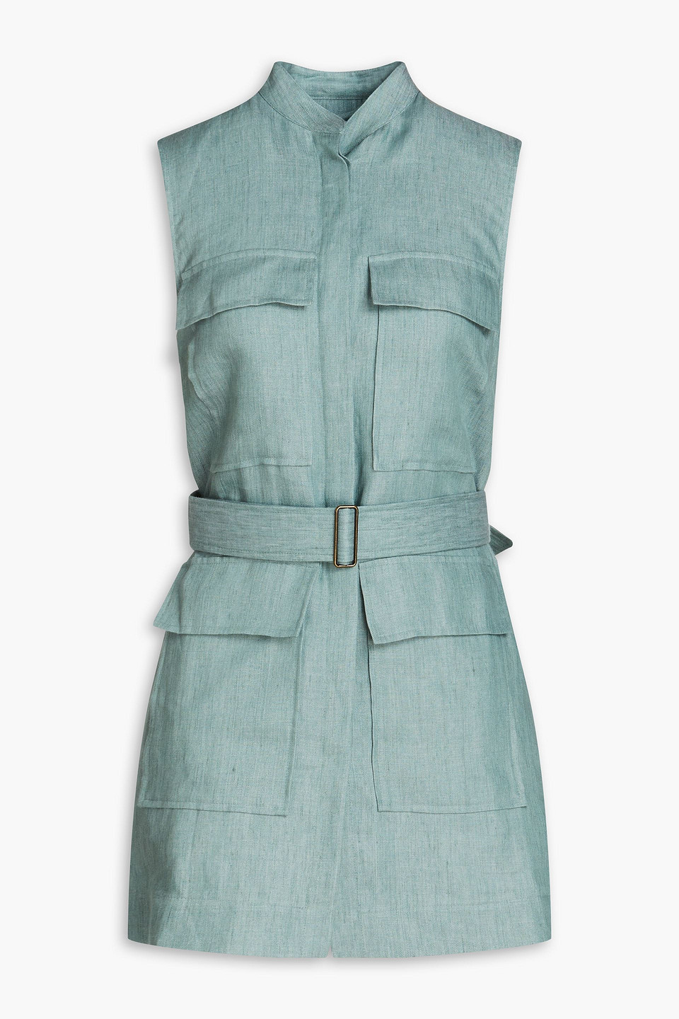 Bondi Born - Belted linen mini shirt dress - Green - S