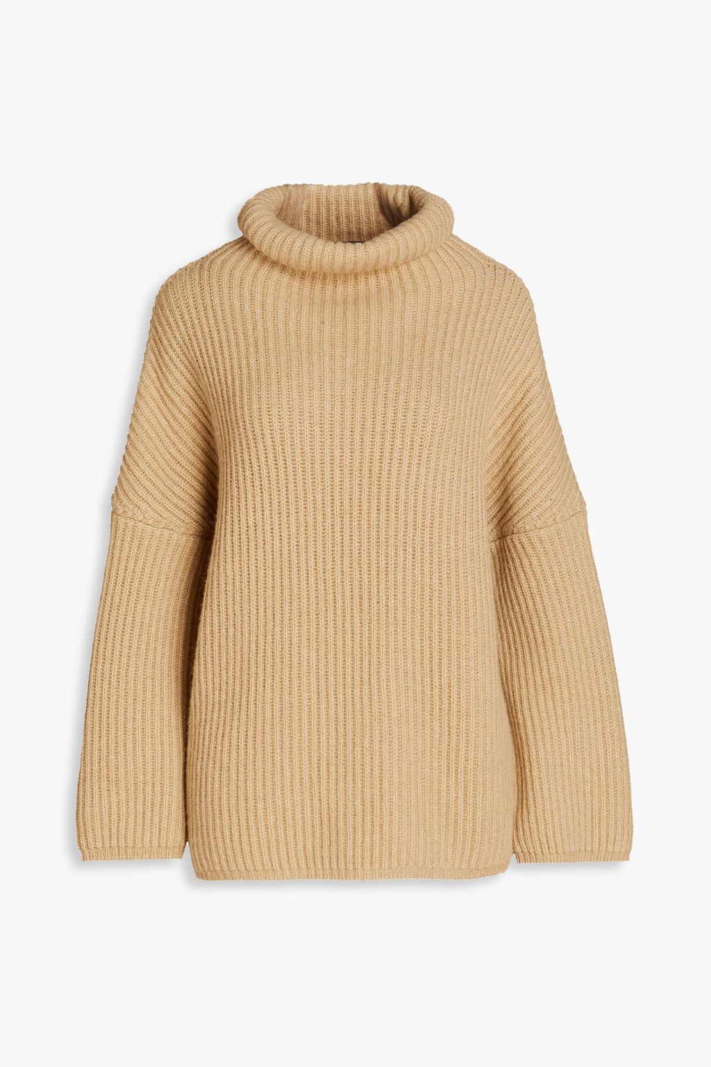 MAJE Ribbed alpaca blend turtleneck sweater THE OUTNET