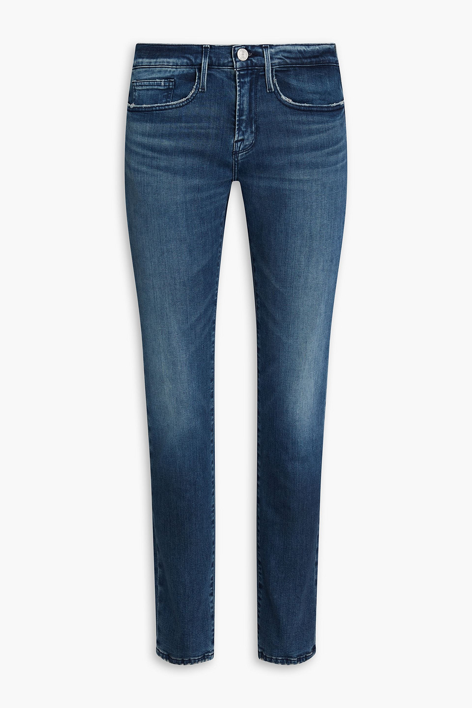 Frame Slim-fit Faded Denim Jeans In Dark Denim