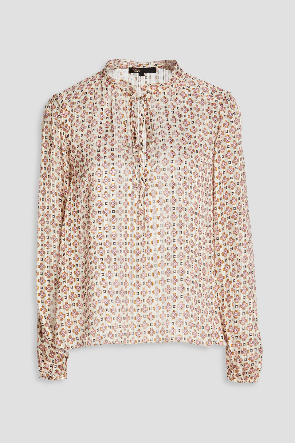 Printed metallic jacquard blouse