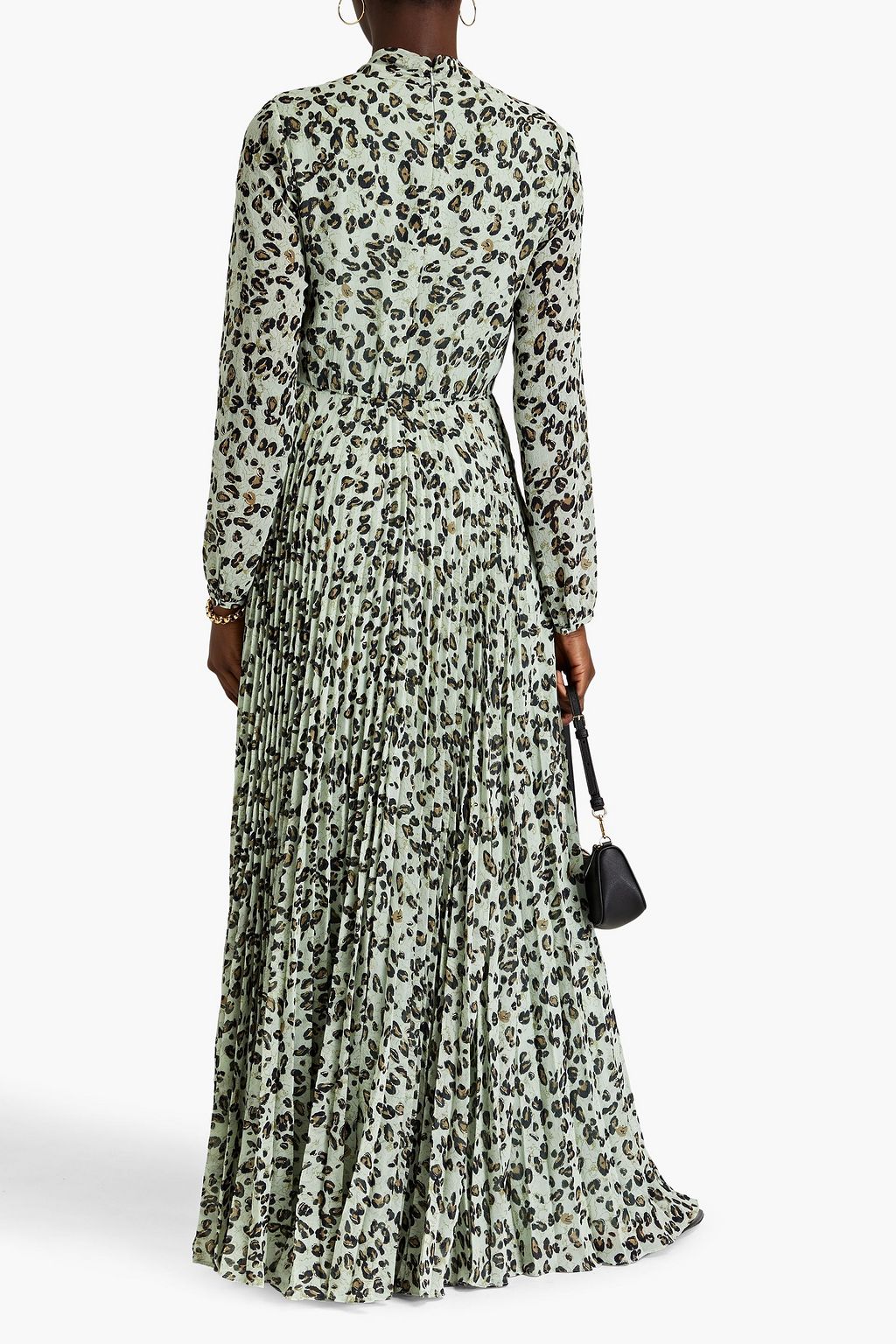 MIKAEL AGHAL Pleated leopard-print crepe maxi dress