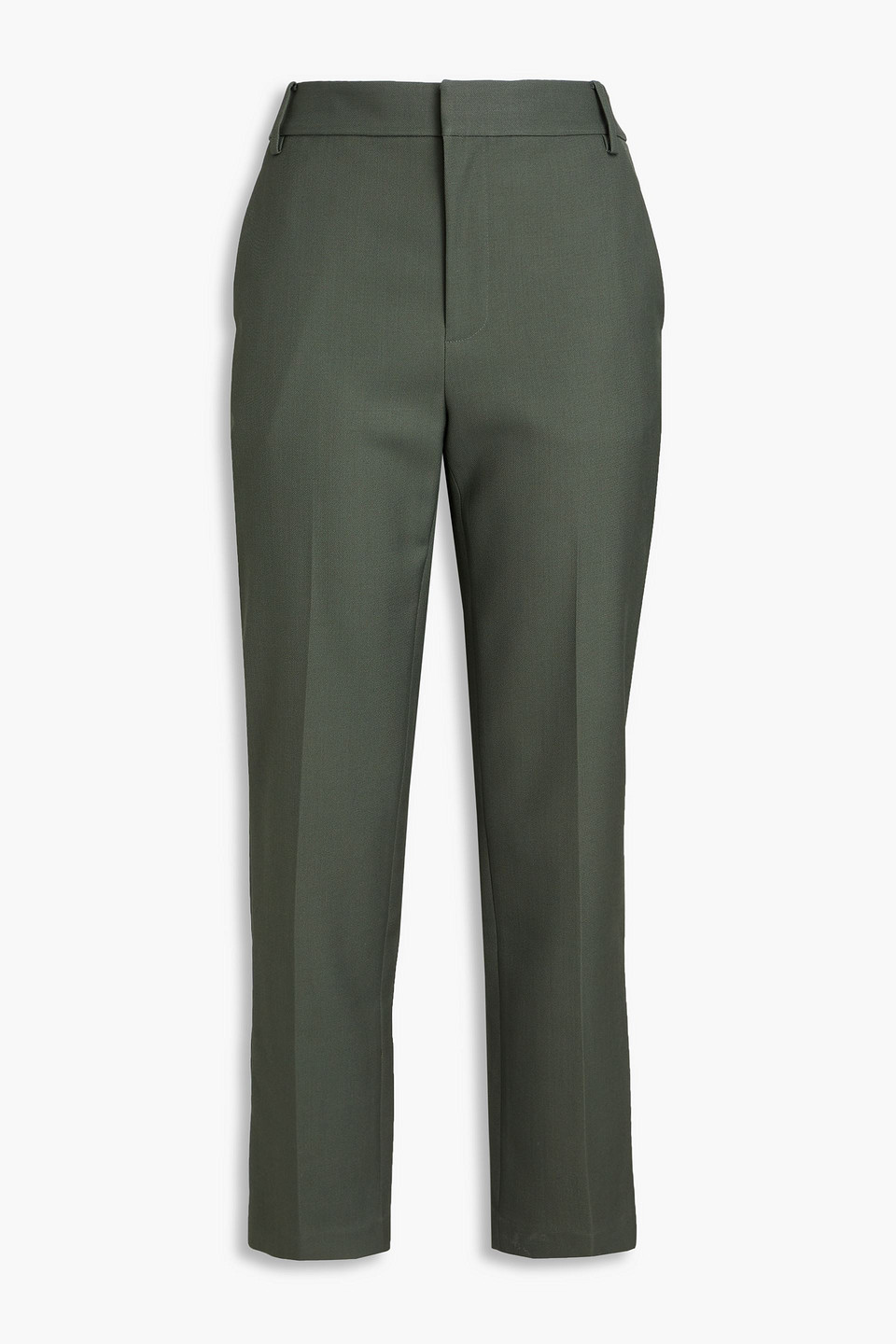 Tibi Grain De Poudre Wool Tapered Pants In Dark Green