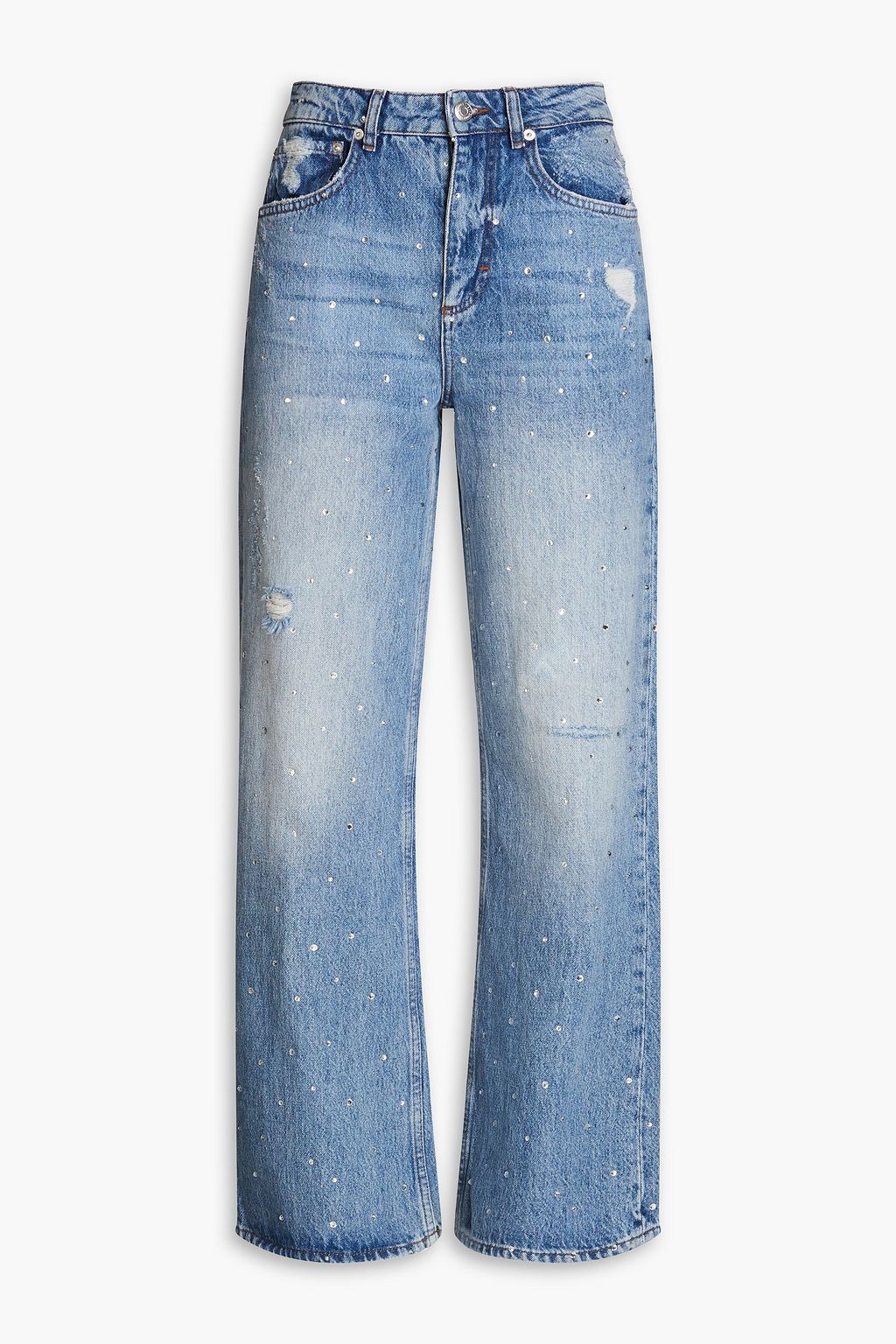 MAJE Pistar distressed high-rise wide-leg jeans | THE OUTNET