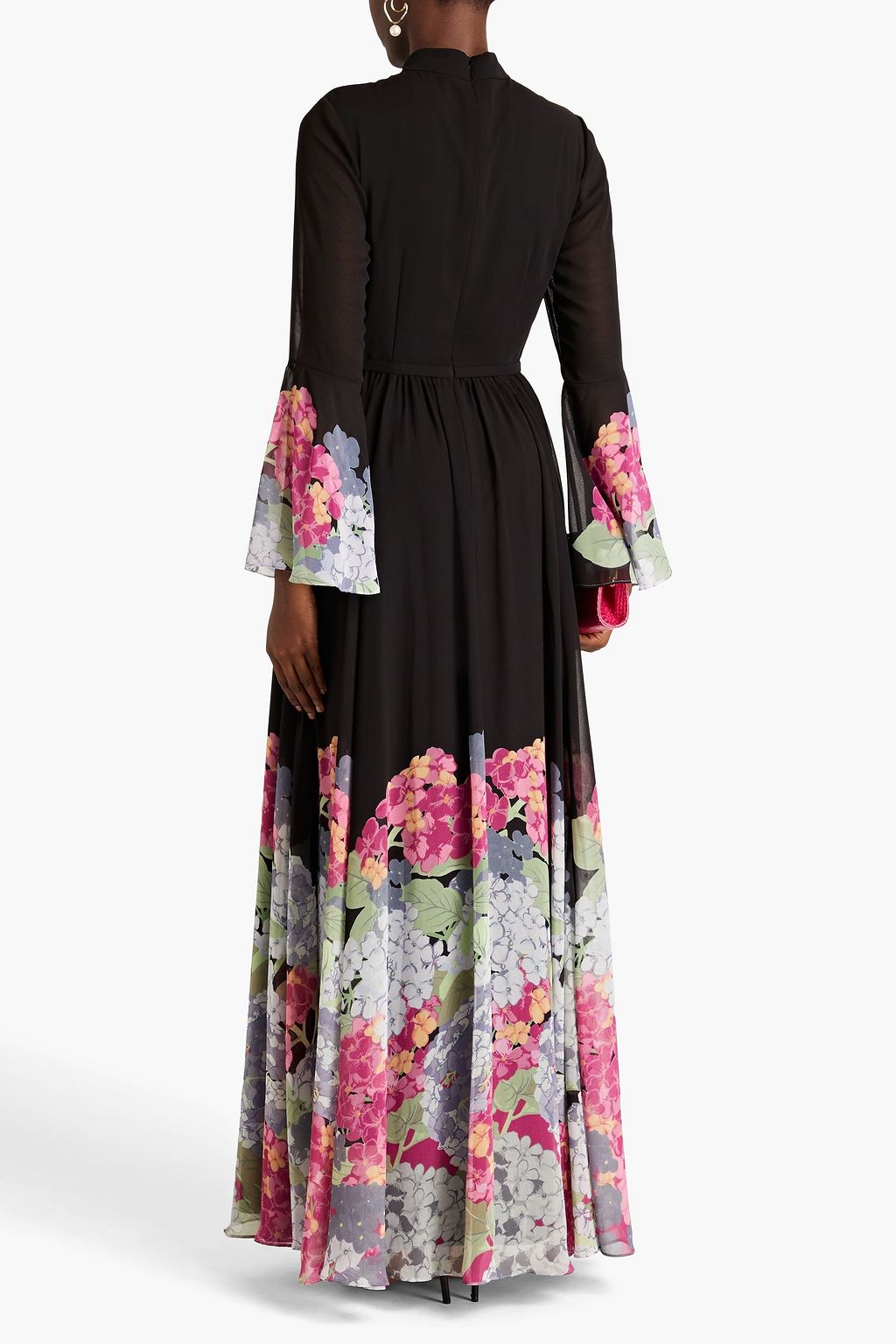 MIKAEL AGHAL Gathered floral-print chiffon gown