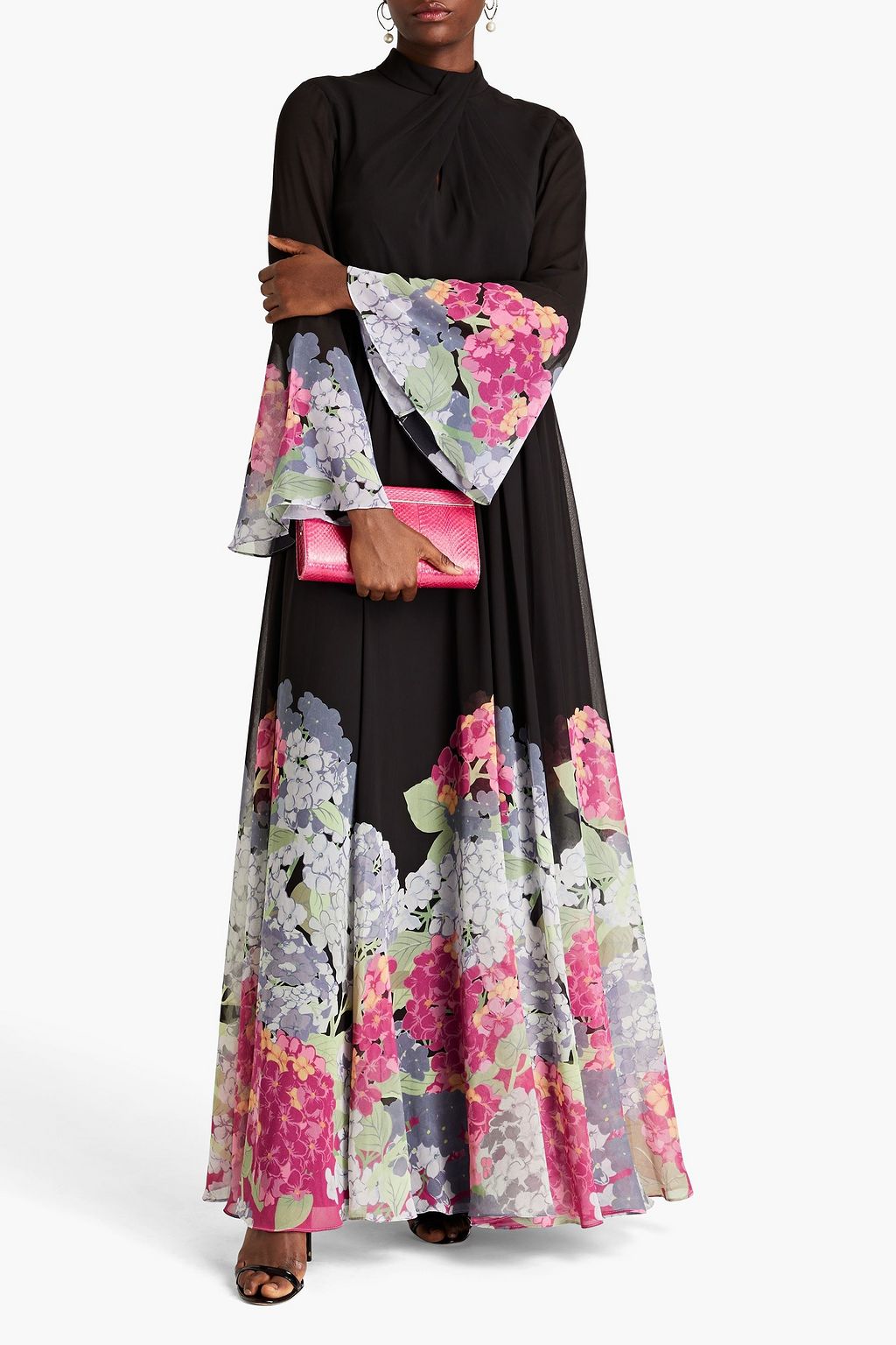 MIKAEL AGHAL Gathered floral-print chiffon gown
