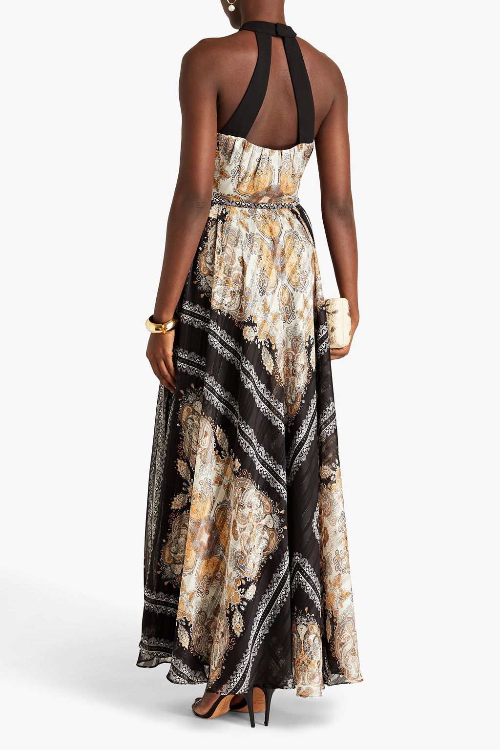MIKAEL AGHAL Neckholder-Maxikleid aus Crêpe de Chine mit Paisley-Print