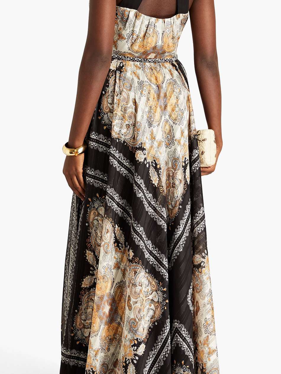 paisley-print crepe de chine halterneck maxi dress